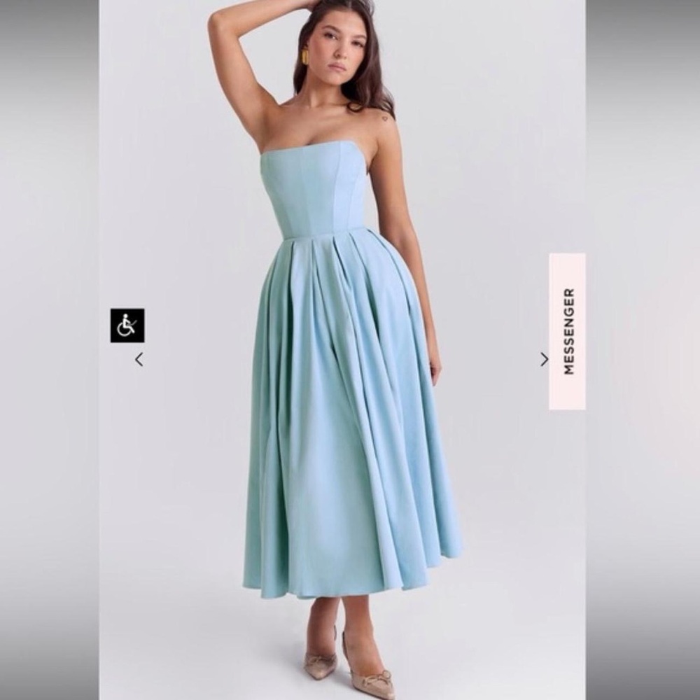 House of CB Audrey Tuscan Blue midi dress